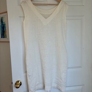 White linen reversible dress pockets Len Ok Linen Fox NotPerfectLinen